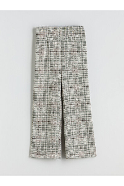 LC Waikiki Plaid Girls' Trousers with Elastic Waist