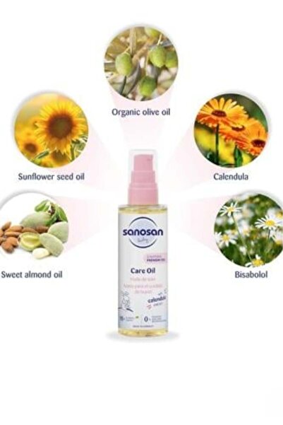 Sanosan زيت العناية بالطفل من زيت اللوز والزيتون العضوي وزيت دوار الشمس - 100 مل