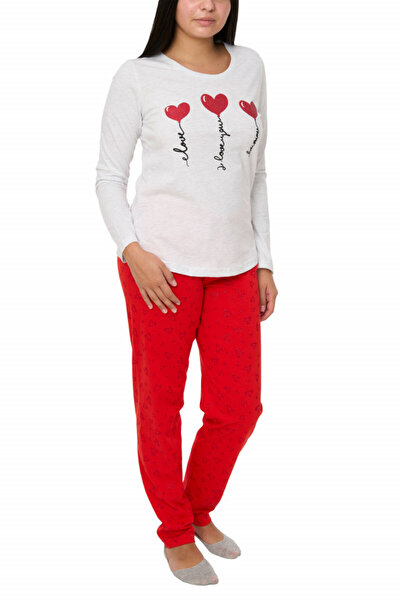Centini Women's pajamas with hearts, Vienetta, melange gray