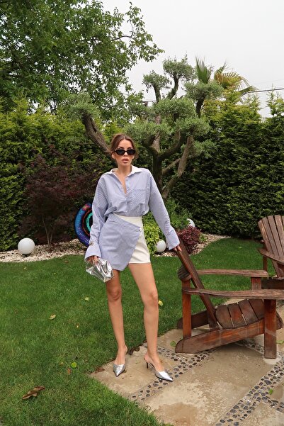 Vaveyy White Striped Skirt Shorts