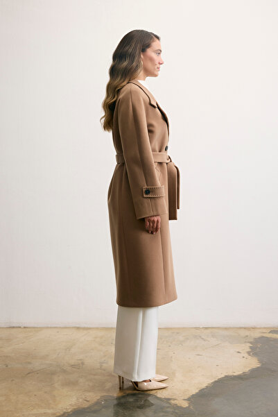 KENT Belted Long Cashmere Trench Camel Coat