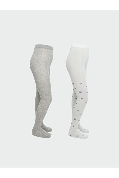 LC Waikiki Ecru Girl's Pantyhose 2 Pack