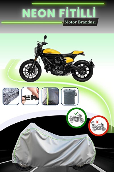 Cemku Cool غطاء محرك دراجة دوكاتي سكرامبلر فول ثروتل باللون الرمادي قماش مجدّ...