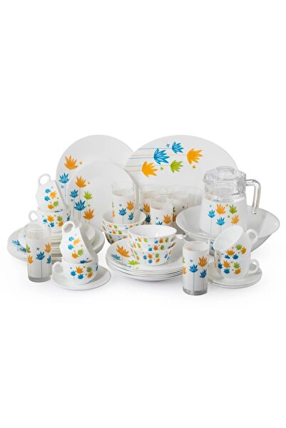 ORIAN Arcopal dinner set with soft patterns, 46 pieces, for 6 people