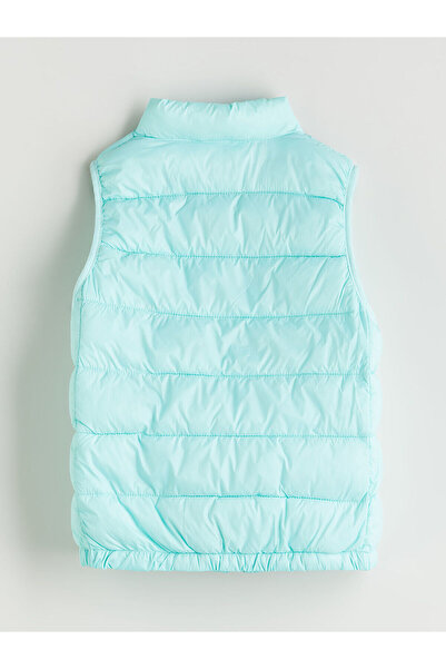 LC Waikiki Turquoise Stand Collar Girl's Puffer Vest