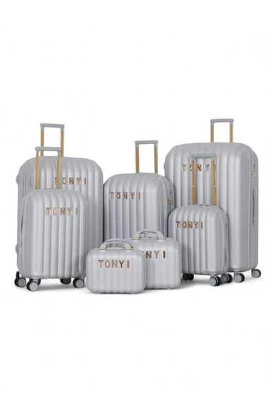 Tonyi طقم شنط سفر - مكون من 7 قطع يشمل 5 شنط تروللي وشنطتين للمكياج -بكفرات دبل -وسحاب توسعه