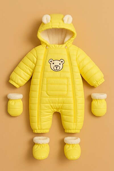 DeKuBaby Yeni Sezon Özel Tasarım Ayı Figürlü Cepli Kapüşonlu Bebek-Çocuk Kozm...