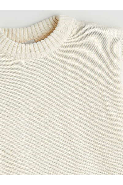 LC Waikiki Lcw Eco Ecru Crew Neck Girls' Knitwear Sweater