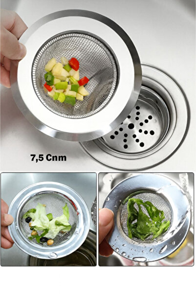 AYGÖREN HOME Büyük Boy Paslanmaz Çelik Lavabo Süzgeci- Evye Süzgeci