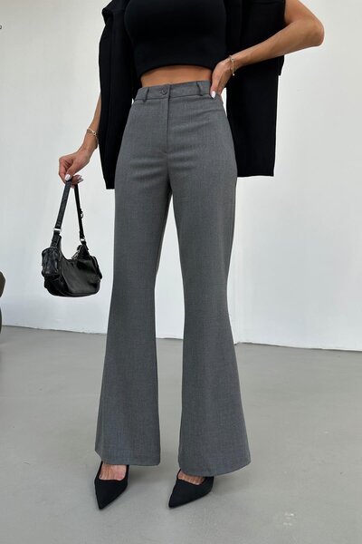 mylove İspanyol Paça Poliviskon Pantolon Koyu Gri