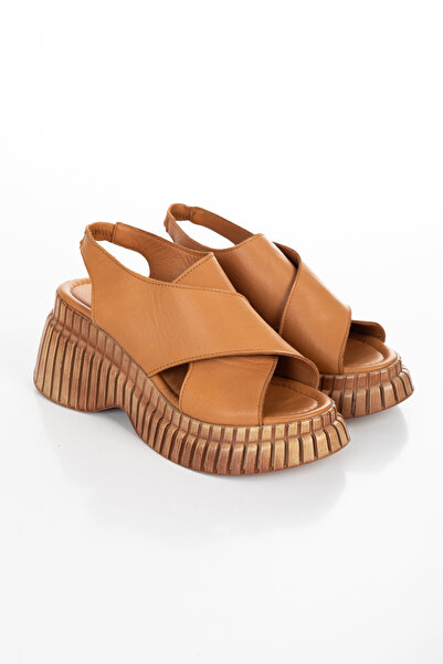 PASSAGE SHOES Women's Genuine Leather Wedge Heeled Sandals 6289 Taba-2