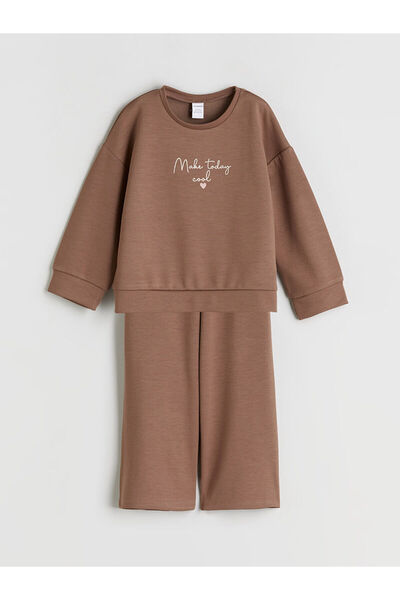 LC Waikiki LCW Kids Bisiklet Yaka Kız Çocuk Sweatshirt ve Eşofman Altı