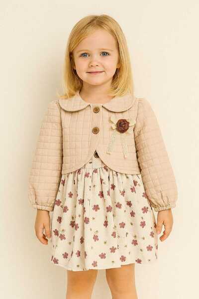 VİYOLİNA Flower Printed Dress with Jacket