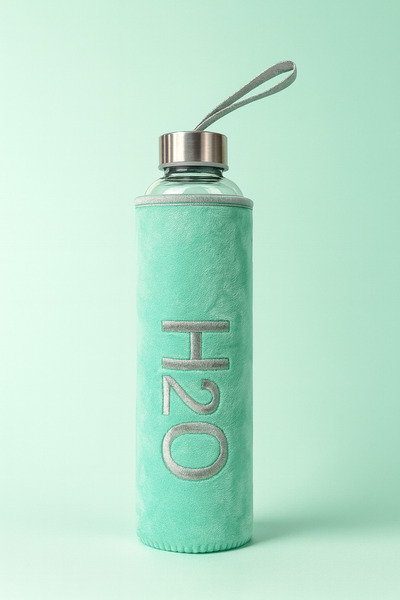 Tohana Glass Flask with Plush Cover 600 ml Mint Green