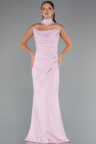 Abiyefon Pudra Straplez Balen Korse Şallı Uzun Abiye Elbise ABU5216