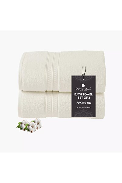 Generic DONETELLA 2-Piece 600 GSM Combed Cotton Bath Towel Set - 70x140 cm