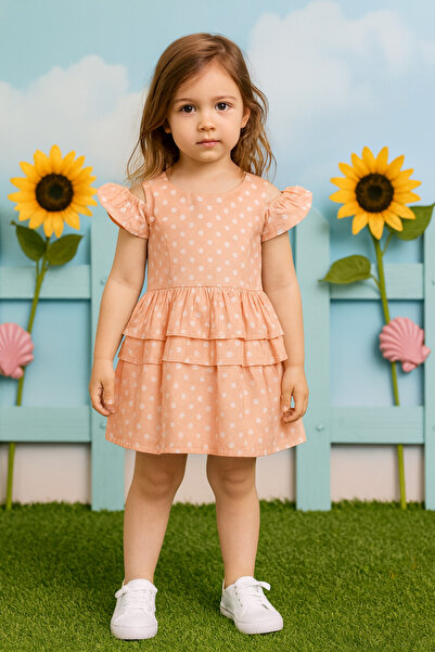 Butik Kız Çocuk Puantiyeli Kat Kat Elbise