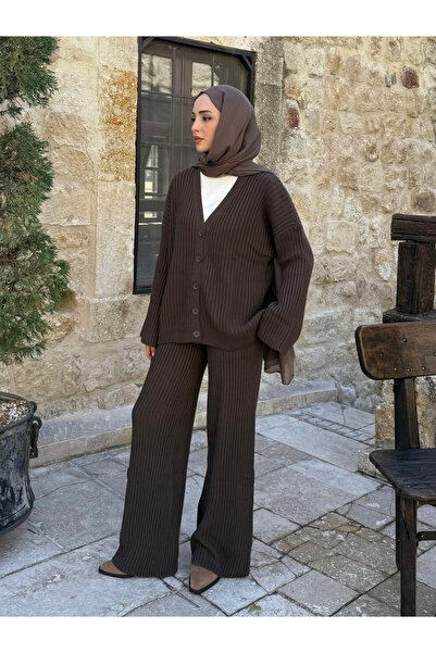 My Blog Brown Cardigan Knitwear Set - 4600