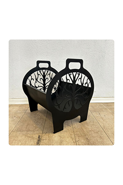 Trabzon Isı Market Metal Şömine Soba Odunluk Ent | Mat Siyah (40*40*45cm)