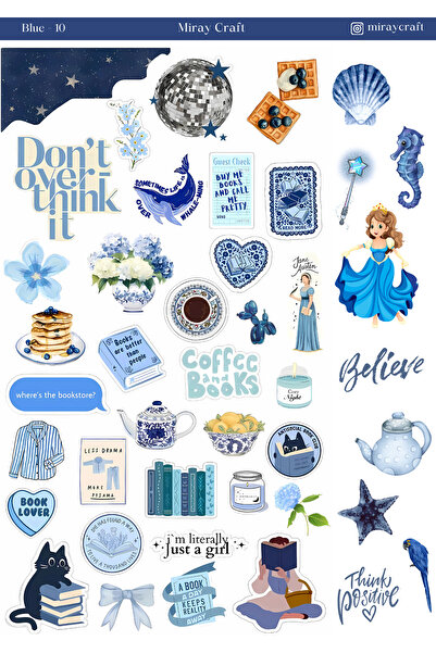 MirayDesign 1 foaie de autocolante tematice de culoare albastră de 12*17 cm p...