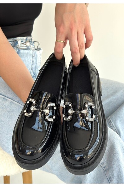 ALPACO Ertin Black Patent Leather Oxford Shoes