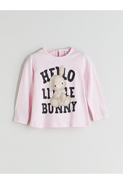 LC Waikiki Bisiklet Yaka Baskılı Kız Çocuk Tişört