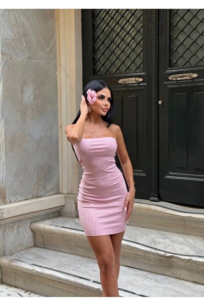 limited black Mini Boy Zirkonyum Taşlı Straplez Elbise