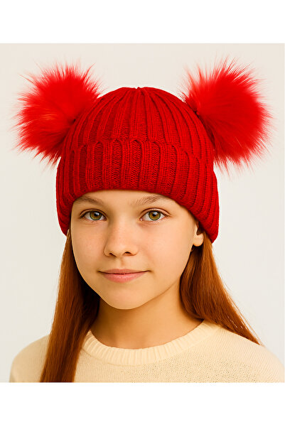 GONCA ŞAPKA Winter Trend Beanie with Double Pompom