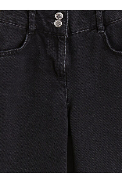 LC Waikiki Siyah Beli Ayarlanabilir Lastikli Kız Çocuk Jean Pantolon