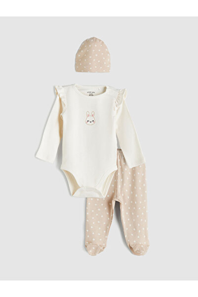 LC Waikiki Bisiklet Yaka Uzun Kollu Baskılı Kız Bebek Takım 3'lü (W5)