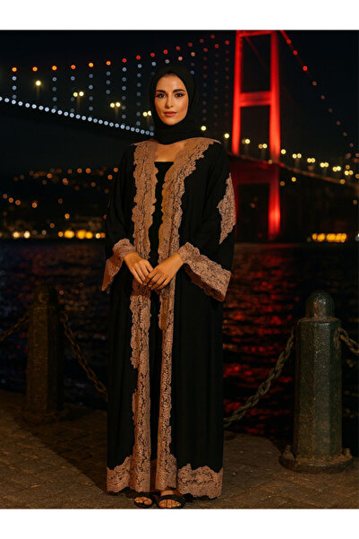 fiore fashion Black Lace Abaya