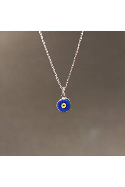 TREND Gümüş Mineli Nazarlık Kolye , Nazar Boncuğu Kolye, 925 Ayar Gümüş, 45 cm Zincir