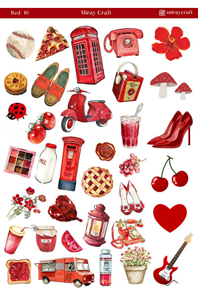 MirayDesign ملصق ذو طابع أحمر اللون مقاس 12*17 سم، مناسب لدفتر القصاصات، مجلة البوليت، المخطط، دفتر الملاحظات