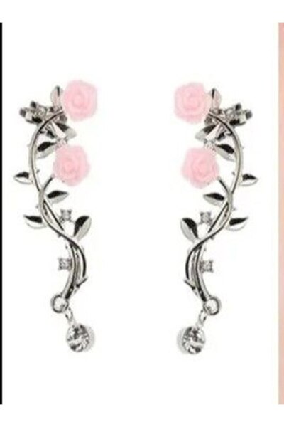 Shiklik Taşlı Çiçekli Model Kadın Parlak Küpe