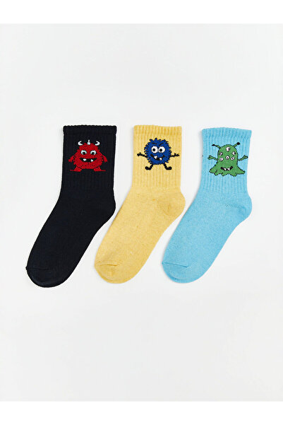 LC Waikiki Lcw Eco Printed Boy's Booties Socks 3-Piece (W5)