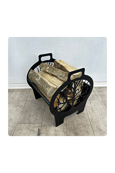 Trabzon Isı Market Metal Şömine Soba Odunluk Ent | Mat Siyah (40*40*45cm)