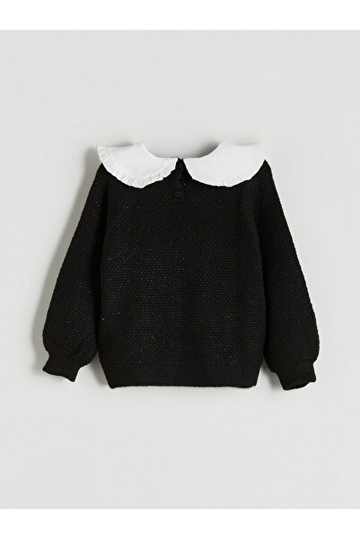 LC Waikiki Pulover negru pentru fetiță cu guler pentru bebeluși