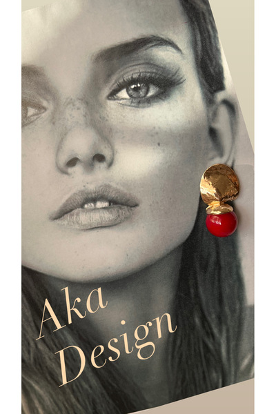AKA DESIGN Zr Model Burgundy Earrings