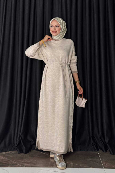 Bym Fashion Knitted Detail Knitwear Dress 18312 Stone