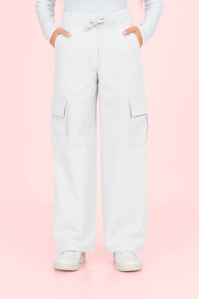 ww waka waka kids store Kargo Pantolon Kız Çocuk Gabardin Beli Lastikli