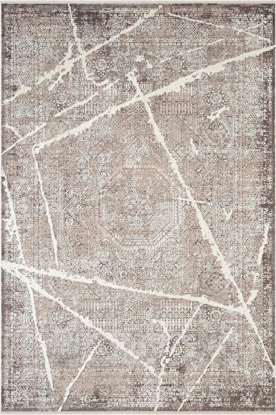 Karmen Halı Art AT001A Gri Halı Modern Desen Triko Akrilik Viskon Boyama Yüks...