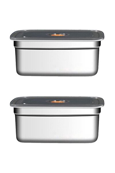 Chavin 2 Pieces Steel 2200 ml Food Fruit Meat Refrigerator Nutrition Storage Container Mt221