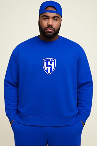 DM DOLCE MORE سترة رياضية كبيرة الحجم للجنسين مطبوعة بشعار الهلال مصنوعة من ا...