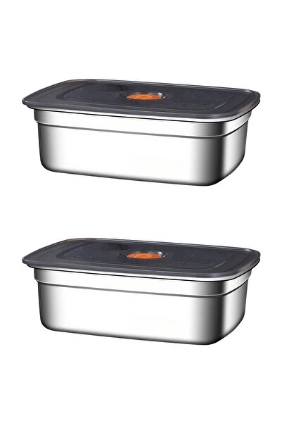 Chavin 2 Pieces Steel 1200 ml Food Fruit Meat Refrigerator Nutrition Storage Container Mt219
