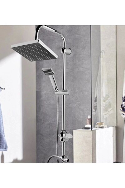 Epilons Robot Tepe Duş Sistemi Yağmurlama Duş Seti Krom Siyah Kare