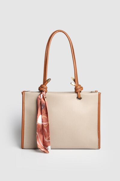 La La'Graccio Paris Lagraccio Paris Women's Simon Large Shoulder Bag with Scarf Mink Tan