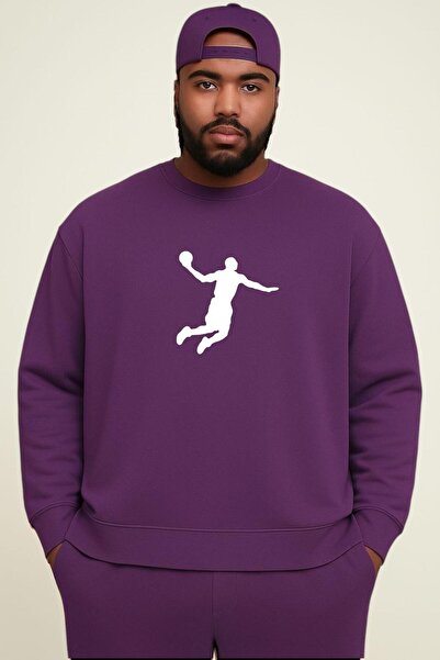 DM DOLCE MORE سترة رياضية كبيرة الحجم للجنسين مطبوع عليها لاعب كرة السلة