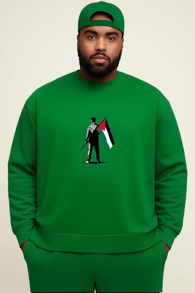 BENROMA Φούτερ μεγάλου μεγέθους unisex με 3 νήματα χτενισμένο βαμβάκι με παλαιωμένο στάμπα Παλαιωμένο βαμβάκι