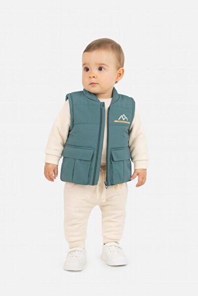 RAPAPA Boys' 3-Piece Set with Puffer Vest – Sweatshirt -Vest and Sweatpants 251037Y