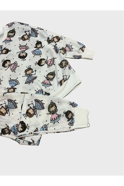 ALİŞ KİDS Girls' Cotton White Princess Girls' Patterned Long Sleeve Seasonal Pajama Set